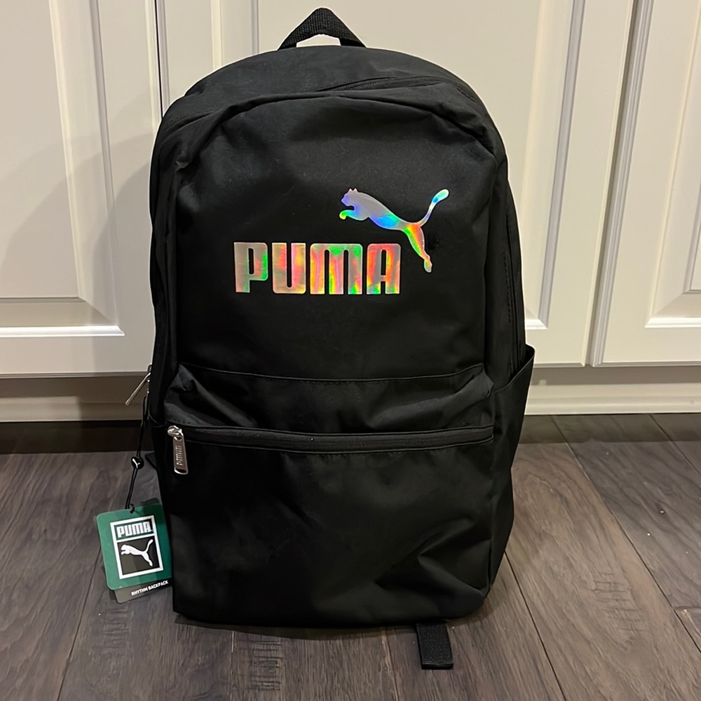 Puma Women’s Girls backpack school book bag black new laptop water bottle pocket